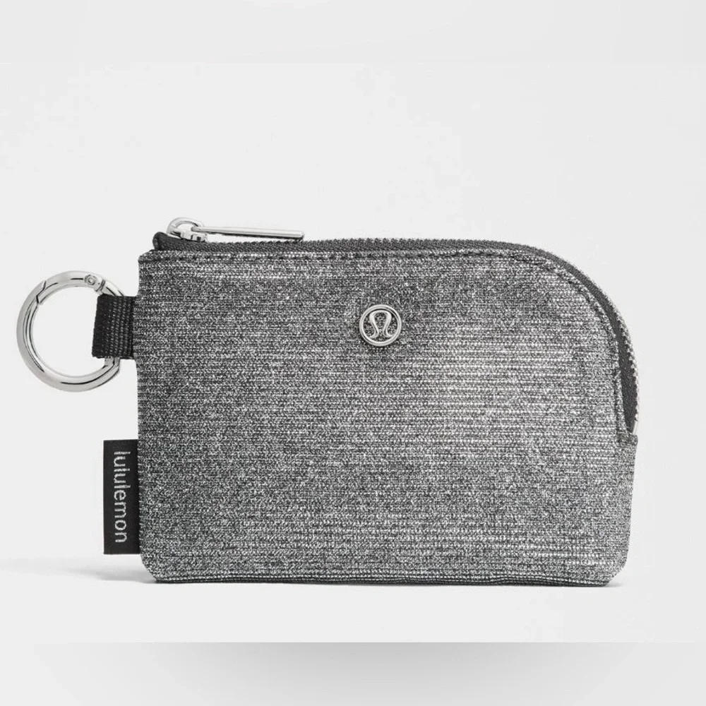 🩶🍋Lululemon Clippable Card Pouch Glitter Dark Silver/Graphite Grey/Silver